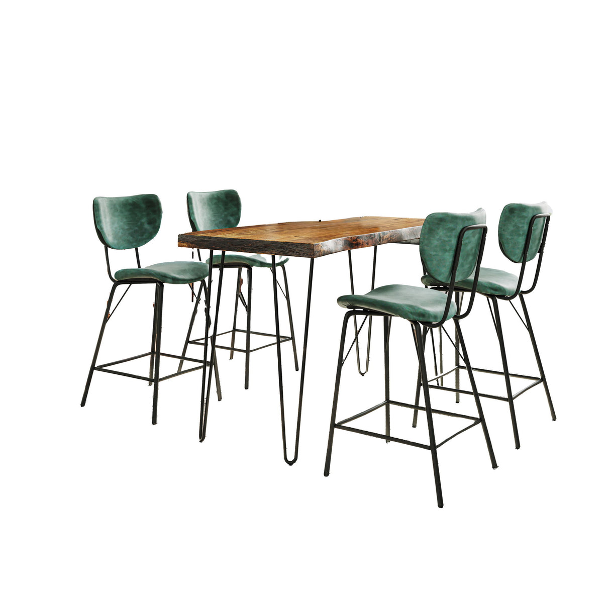 Nature's Edge - 5 Piece Counter Set With Modern Barstools - Chestnut