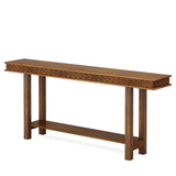 Extra Long Console Table, Sofa Table With 2 Tier Storage For Living Hallway - Rustic Brown