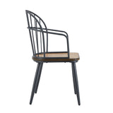 Industrial Inspired Indoor Dining Chair With Metal Legs And Birch (Set of 2) - Black / Natural