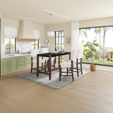 5 Piece Counter Height Dining Set, Bar Table With 4 Upholstered Chairs