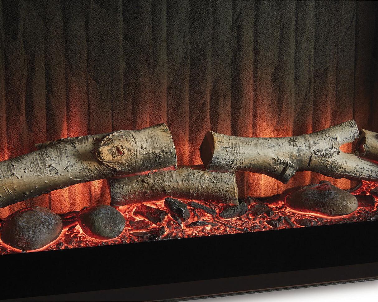 Entertainment Accessories - Black - Fireplace Insert With Faux Birch Log Set