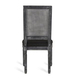 French Country Dining Chair With Rectangular Cane Backrest And Smooth Upholstered Seating
