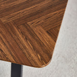 Suede Backrest Chairs With Metal Legs & Herringbone Dining Table Set