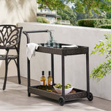 Resin Wicker Bar Cart With Metal Frame - Brown