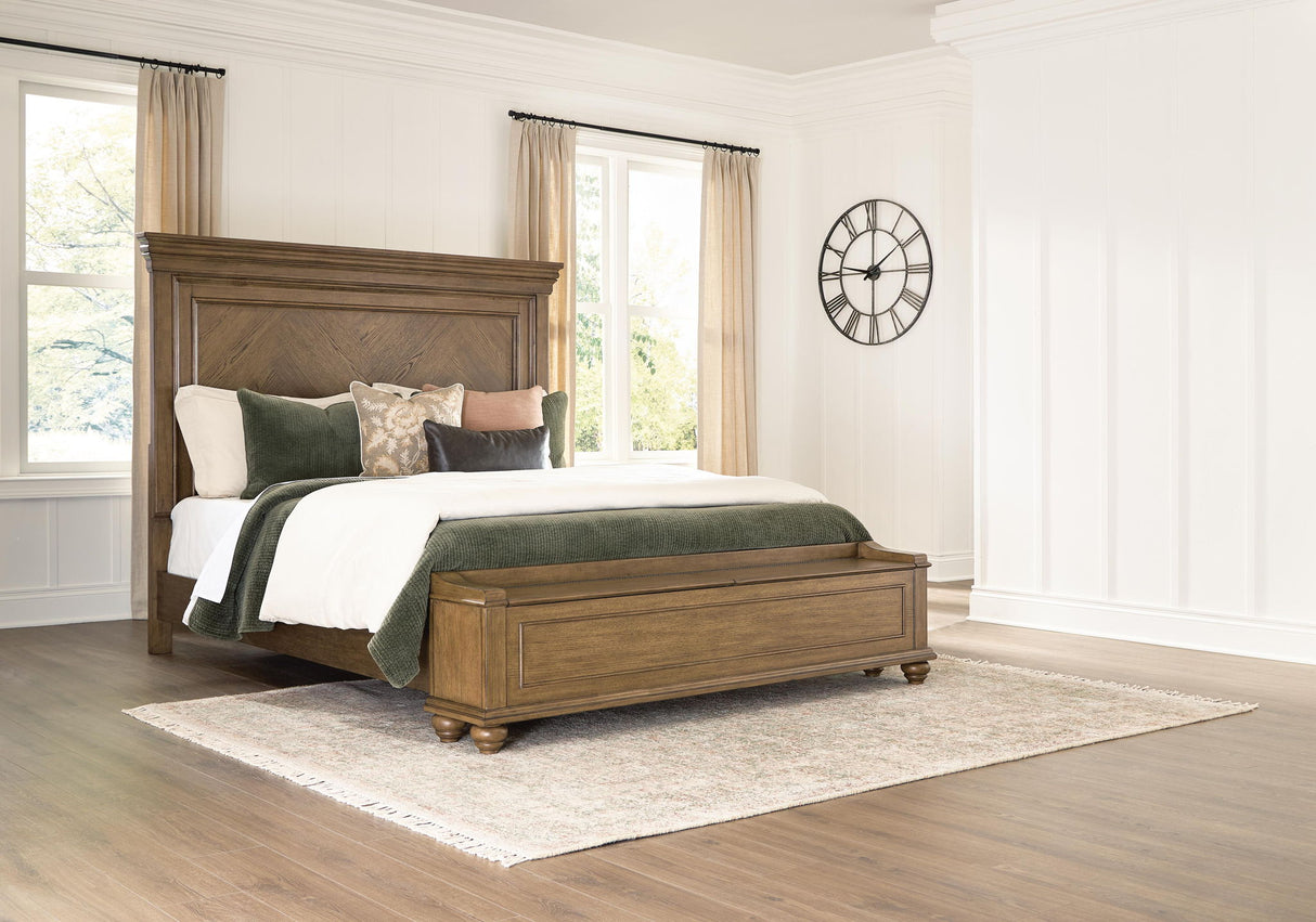 Karallin - King Panel Storage Bed - Medium Brown