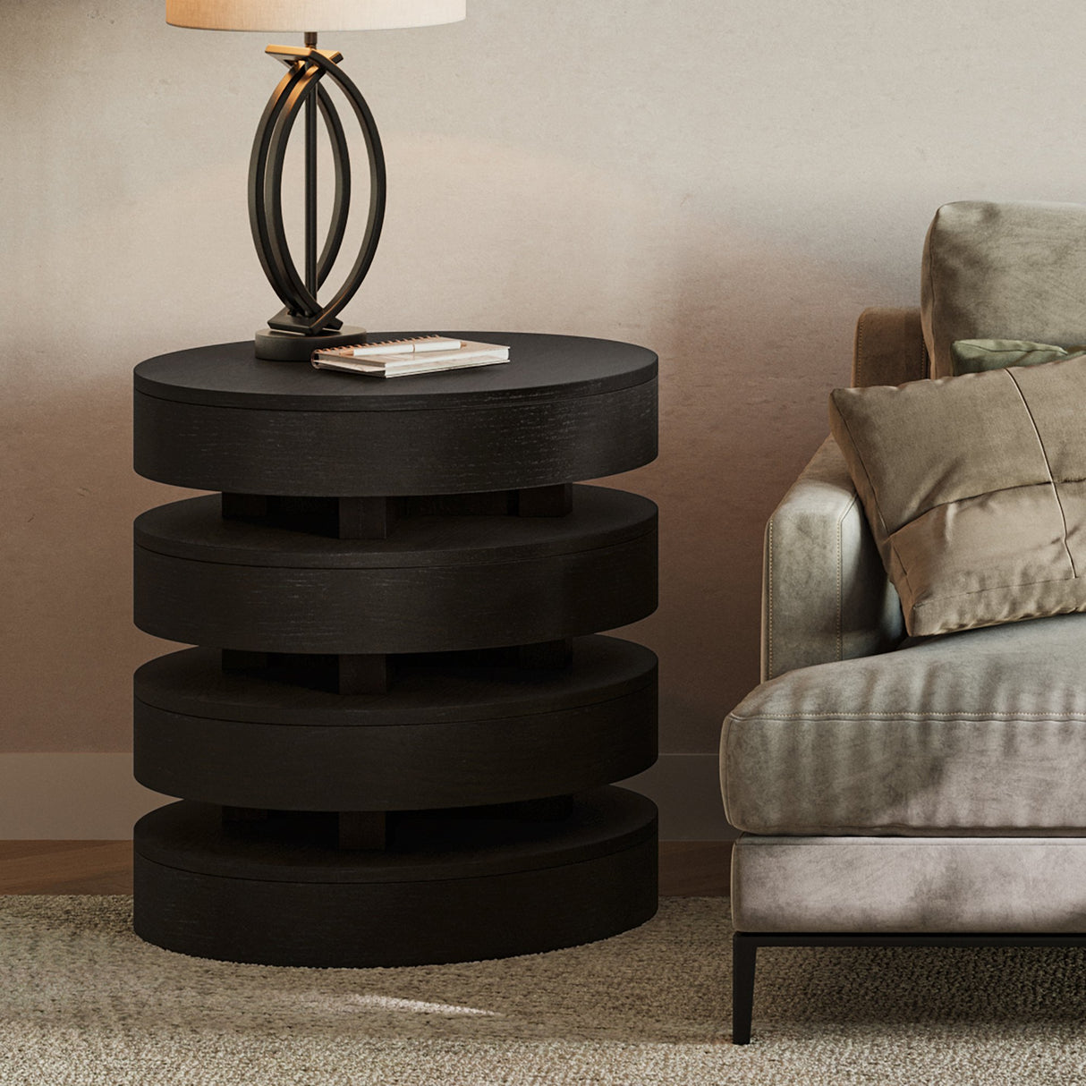Brix Round End Table - Espresso