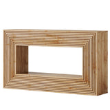Fluted Console Table, Rectangular Entryway Table With Storage For Living Foyer - Natural Wood