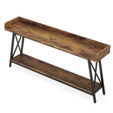 Extra Long Console Table For Living Room - Rustic Brown