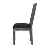 French Country Dining Chair With Rectangular Cane Backrest And Smooth Upholstered Seating