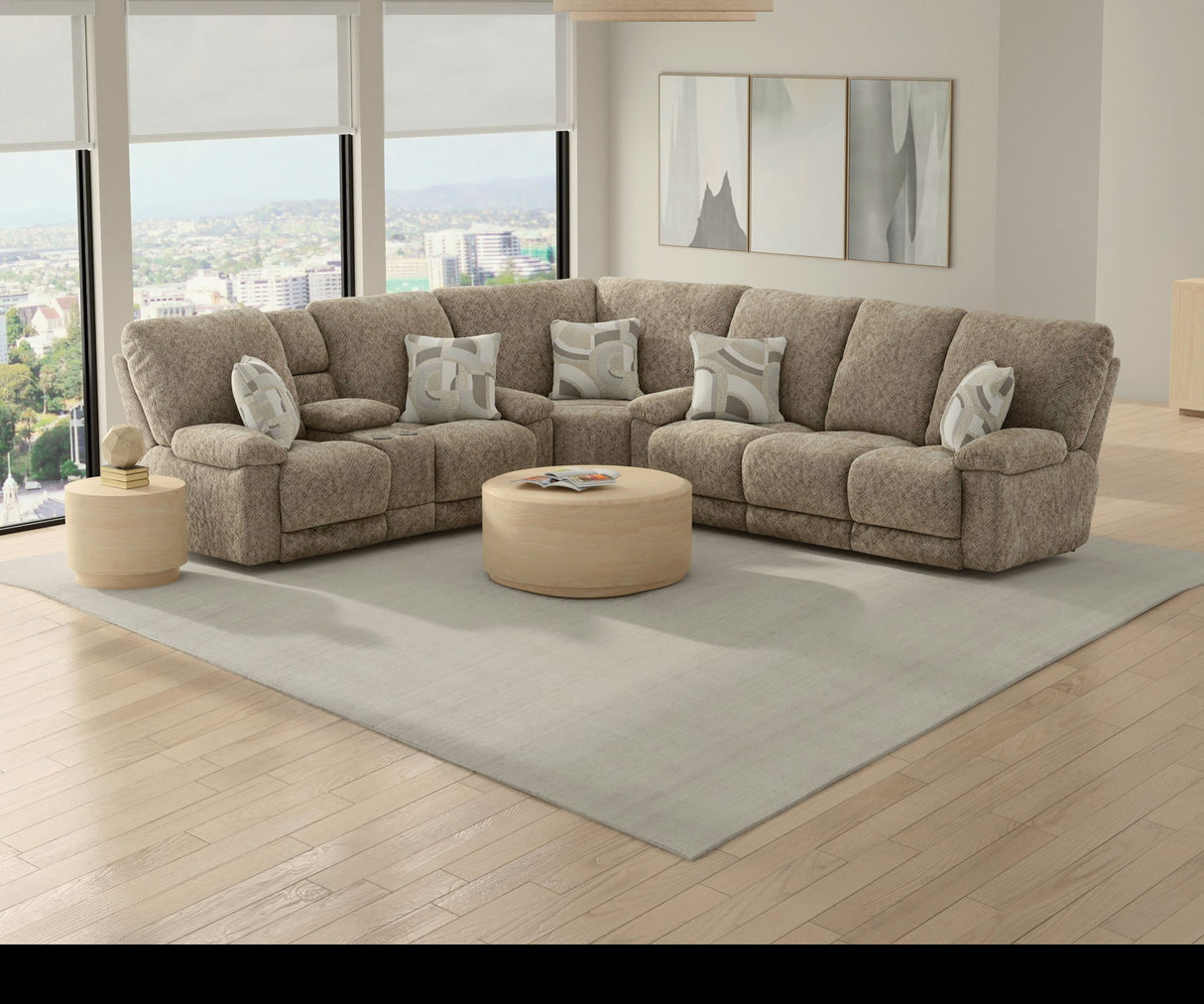 Beacon - Rocker Recliner With Extended Ottoman - Mushroom