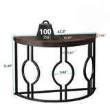 Semi Circle, Half Moon Console Table For Entryway With Geometric Base For Living Hallway - Rustic Brown