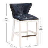 Macon - Counter Stool With Accents - Dark Blue