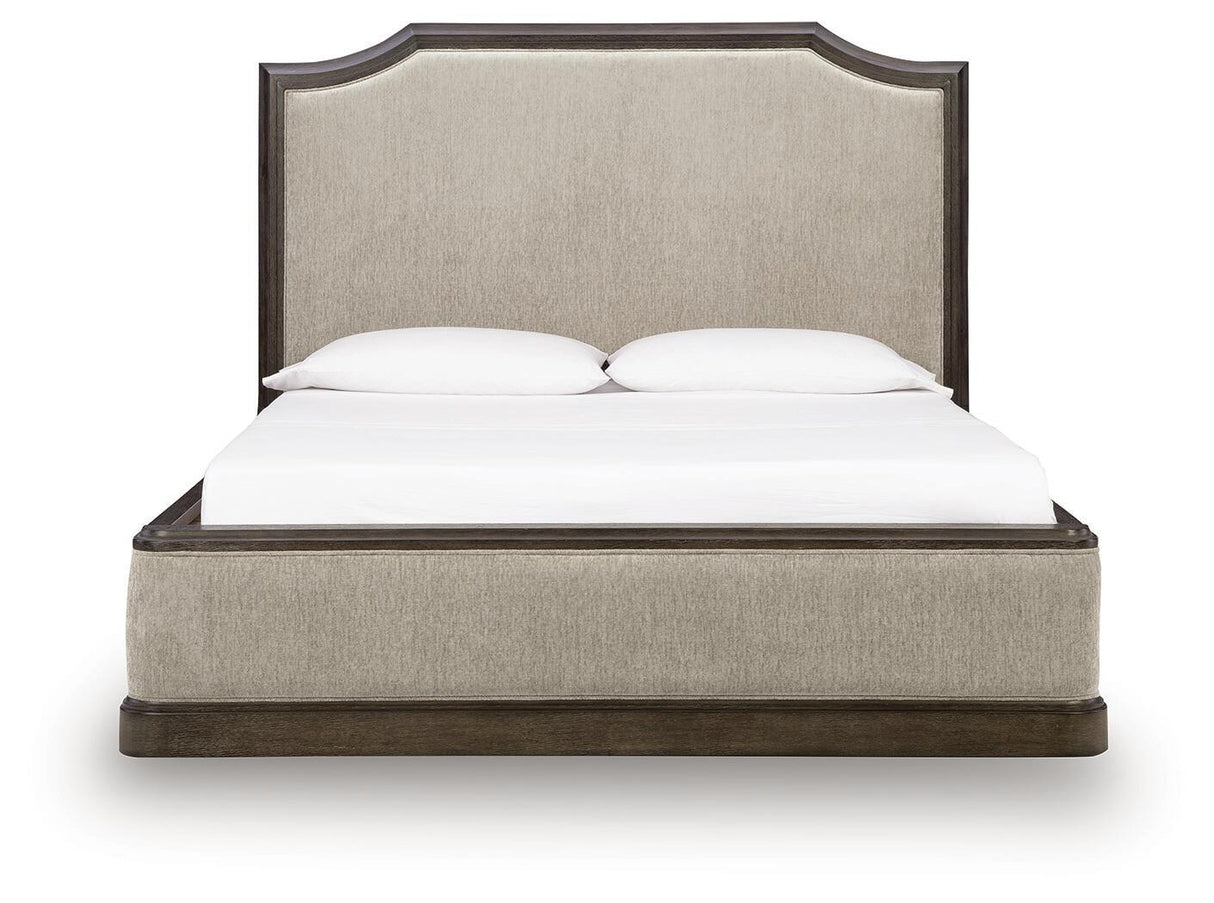 Wickenger - King Upholstered Panel Bed - Dark Brown