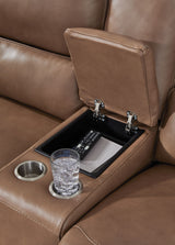 DeepWakes - Caramel - Power Reclining Loveseat / Console / Adjustable Headrest