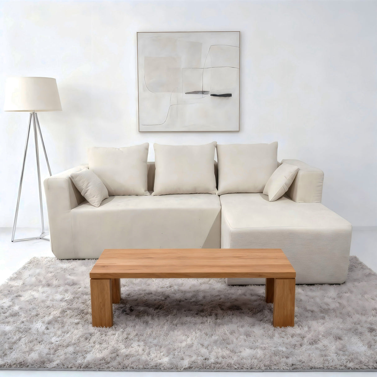 Modular Corner Sofa With Soft Linen Fabric