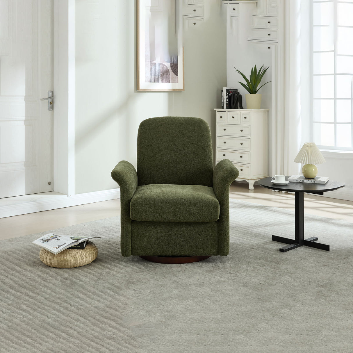 Modern Swivel Barrel Accent Chair With Base