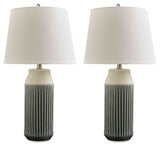 Afener - Ceramic Table Lamp (Set of 2) - Blue / Beige