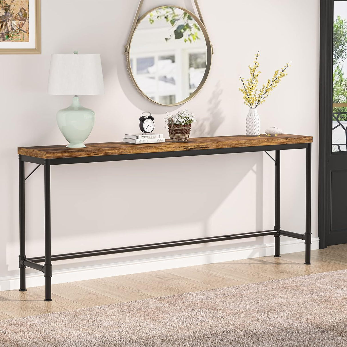 Tribesigns - Extra Long Console Table - Brown / Black