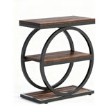 Industrial Narrow End Table With 3 Shelves
