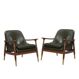 Mid - Century Accent Chair With Cushioned Seat, Brass Tipped Legs