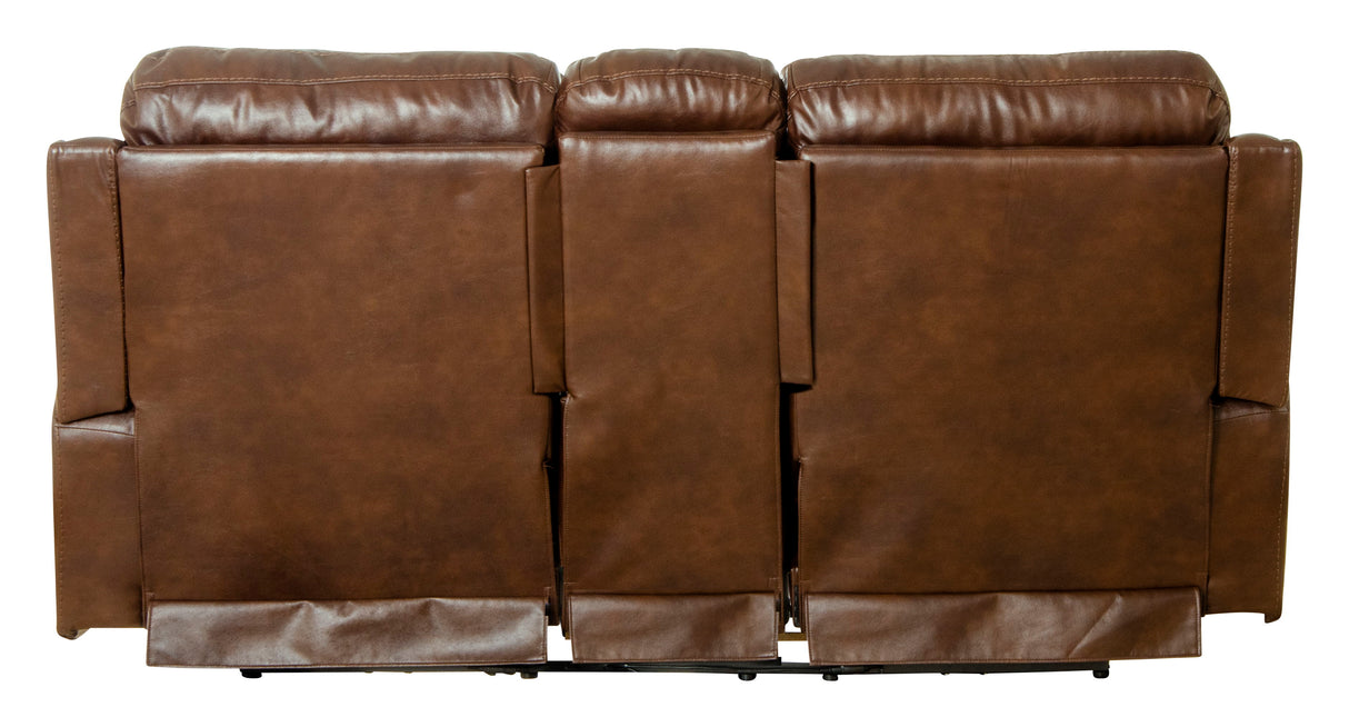 Ceretti - Power Reclining Console Loveseat - Brown Top Grain Italian Leather Match