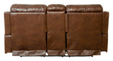 Ceretti - Power Reclining Console Loveseat - Brown Top Grain Italian Leather Match