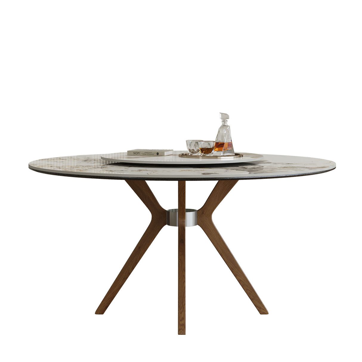 Dining Table With 35" Turntable - White