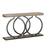 Console Table Narrow Long With Geometric Frame - Gray