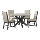 Axel - 5 Piece Standard Height Dining Set (Round Table And Four Fabric Chairs) - Espresso / Light Gray