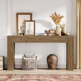 Console Table With Vertical Slat Legs For Entryway - Rustic Brown