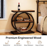 Industrial Narrow End Table With 3 Shelves