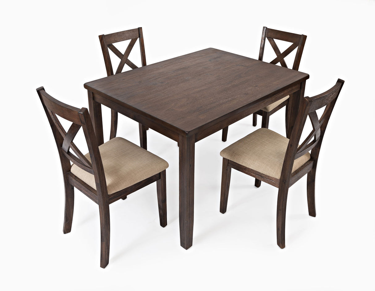 Walnut Creek - 5 Piece Dining Set - Medium Brown Walnut / Beige