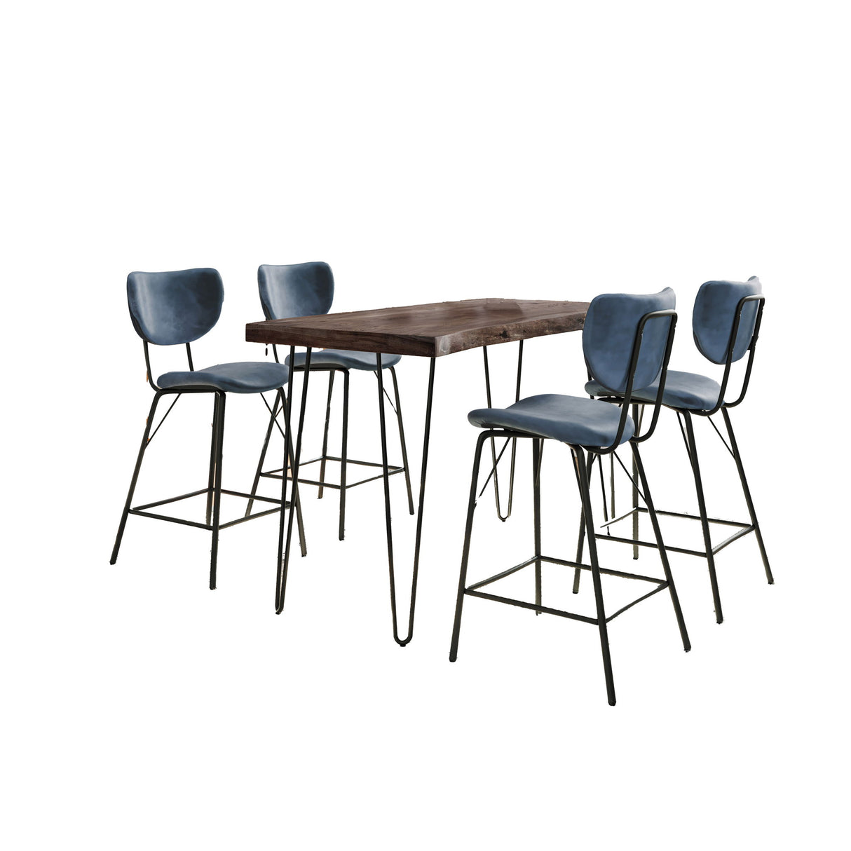 Nature's Edge - 5 Piece Counter Set With Modern Barstools - Slate
