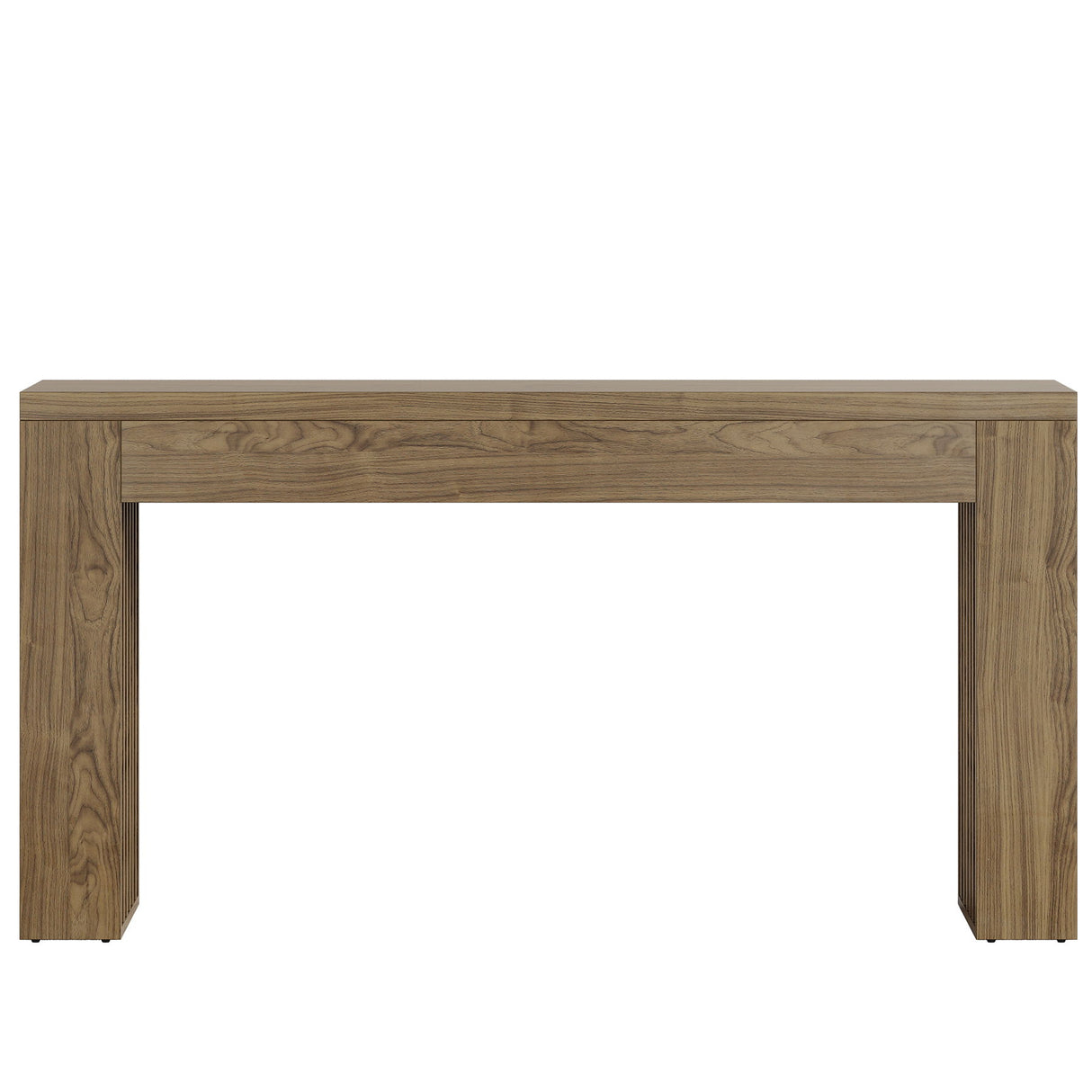 Console Table With Vertical Slat Legs For Entryway - Rustic Brown