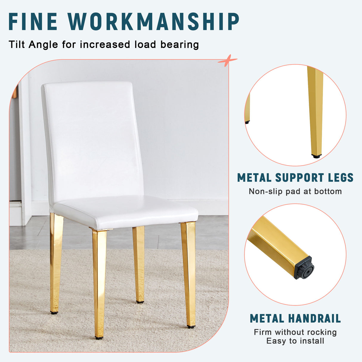 Elegant Upholstered Chairs With Metal Legs