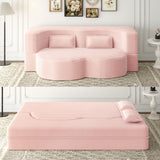 Convertible Plush Corduroy Foam-Filled Sleeper Sofa Bed With 2 Pillows