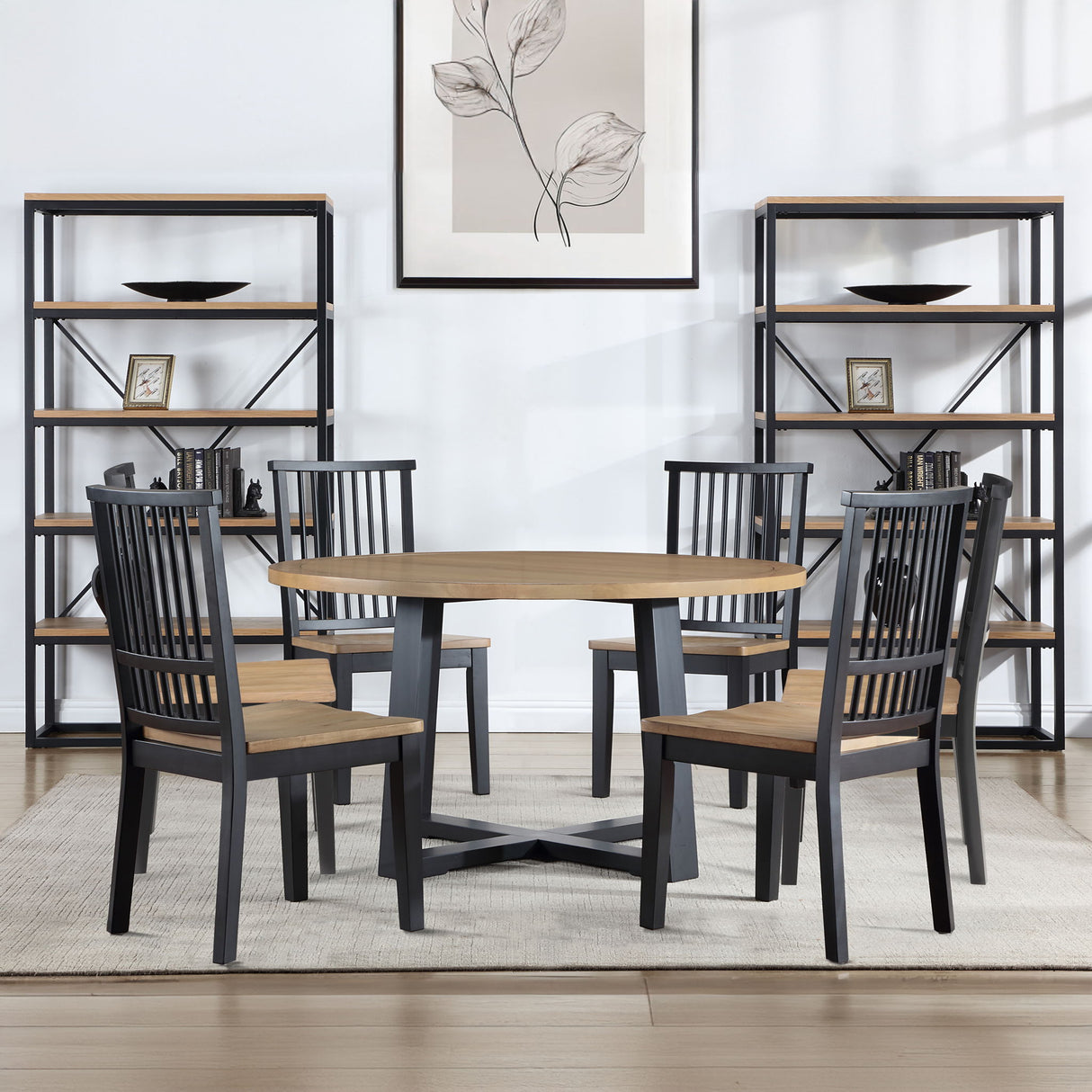 Magnolia - Round Dining Set With Two Tone Table