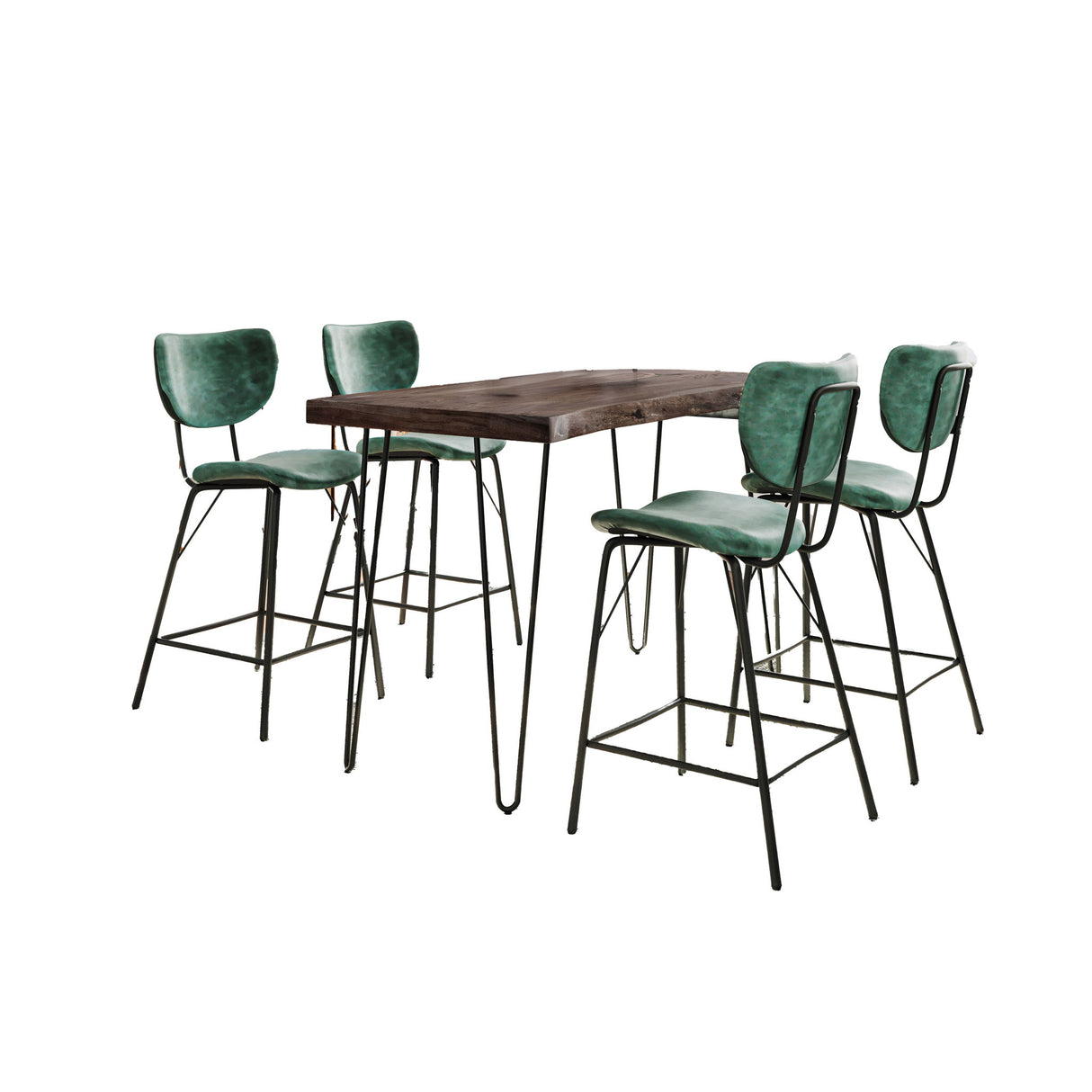 Nature's Edge - 5 Piece Counter Set With Modern Barstools - Slate