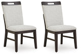 Neymorton - Dining Upholstered Side Chair (Set of 2) - Light Gray / Brown