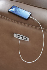 DeepWakes - Caramel - Power Reclining Loveseat / Console / Adjustable Headrest