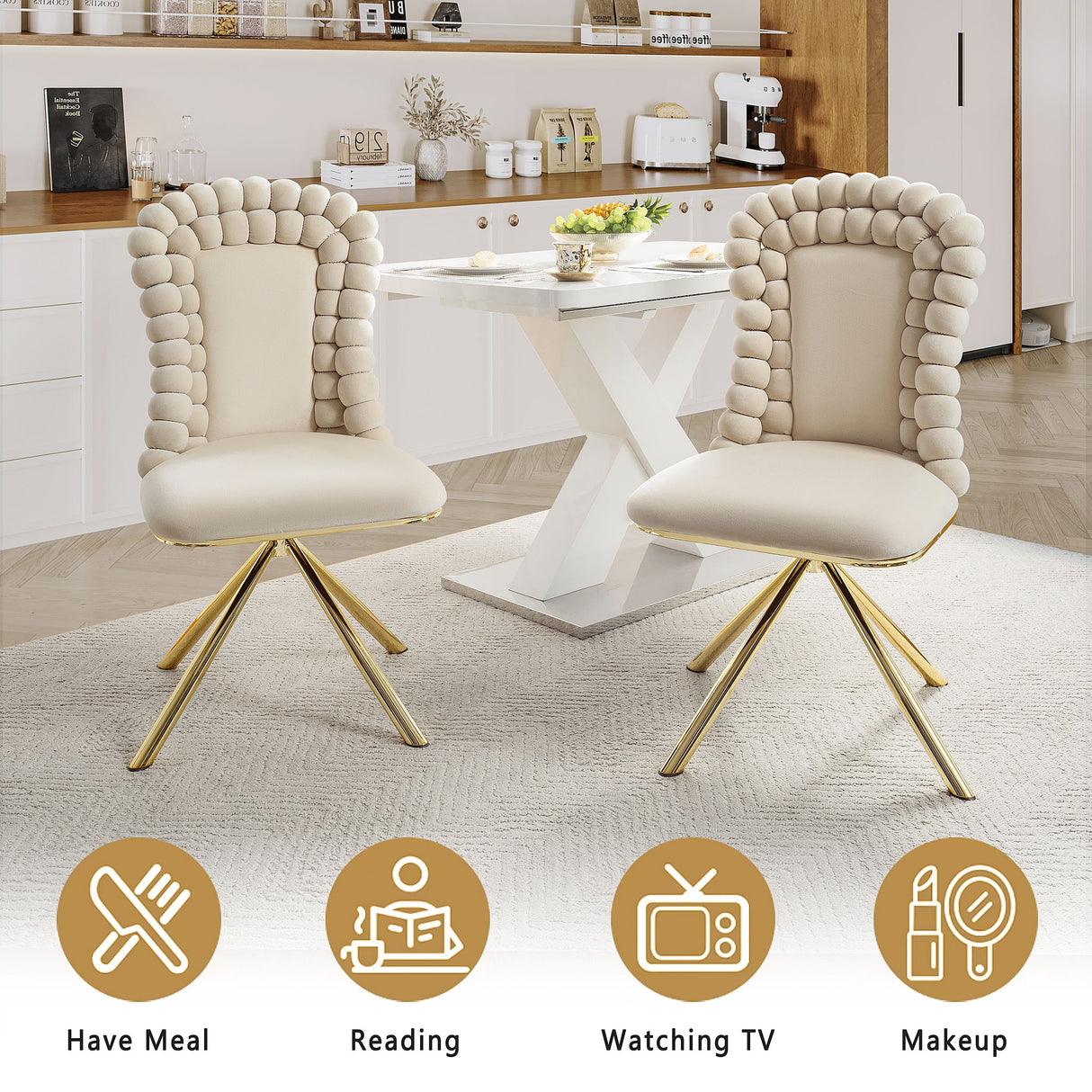 Upholstered Swivel Dining Chairs (Set of 2)