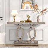 Console Table With Geometric Base For Living Hallway - Gray