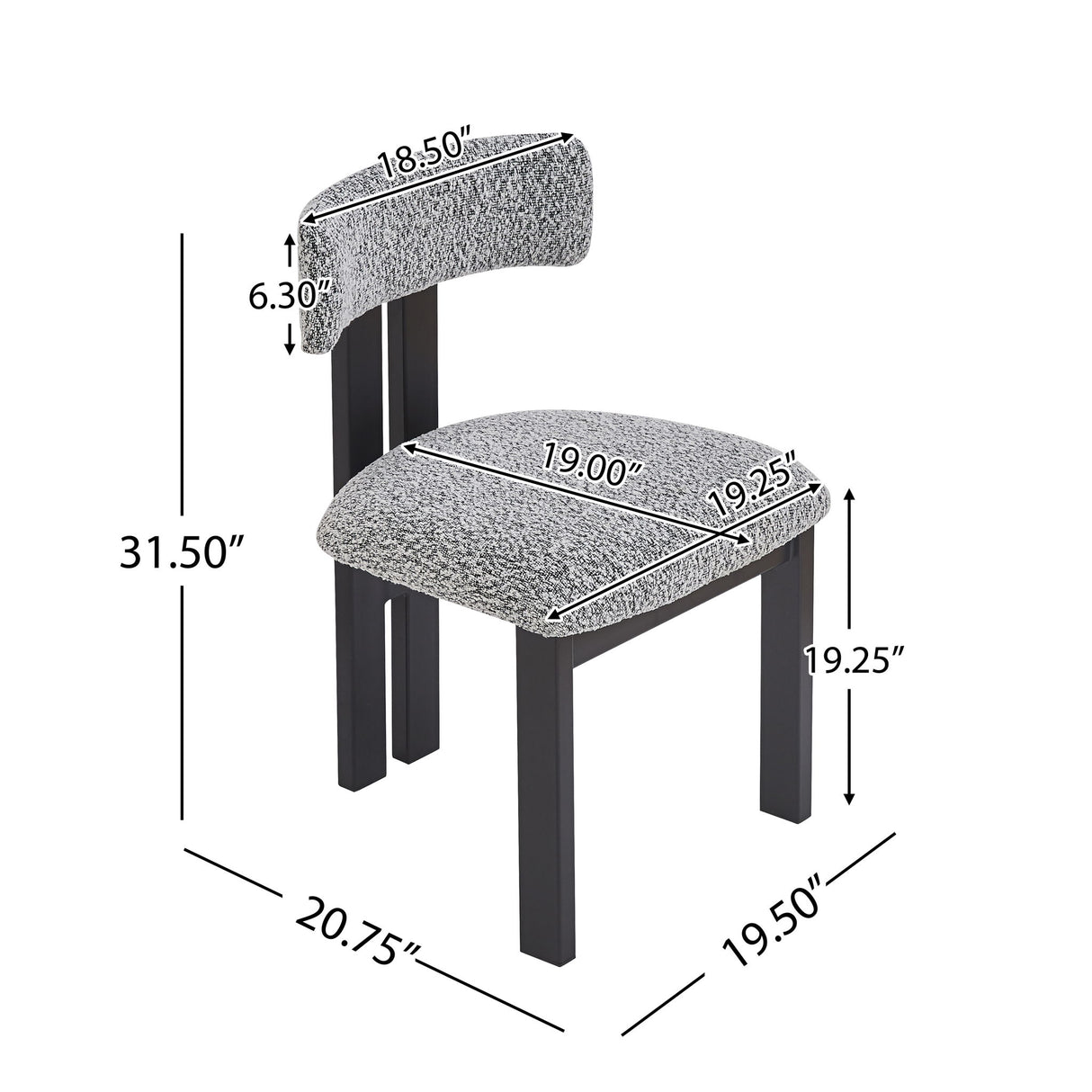 Modern Upholstered Armless Dining Chairs With Metal Legs