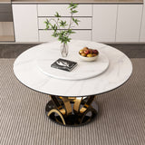 Round Dining Table With 360° Smooth Lazy Susan Stain / Heat - Gold / Black / White