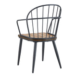 Industrial Inspired Indoor Dining Chair With Metal Legs And Birch (Set of 2) - Black / Natural