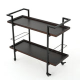 Modern Industrial Bar Cart With Shelving And Casters