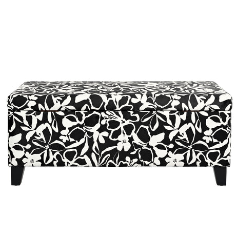 Luxury Storage Ottoman With Floral Patterned Fabric, Soft-Close Hinges, Multi Functional