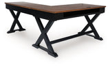 Wildenauer - Brown / Black - 4 Pc. - Home Office Desk And Return, Swivel Desk Chair, Bookcase