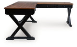 Wildenauer - Brown / Black - 4 Pc. - Home Office Desk And Return, Swivel Desk Chair, Bookcase