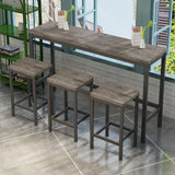 Modern Design Long Dining Table Set With 3 Stools